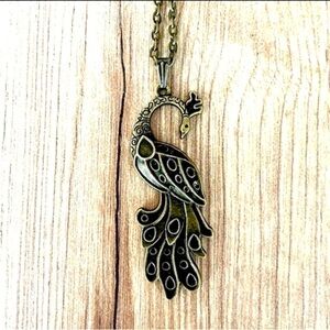 Antique Style Peacock Pendant Necklace, NWT
